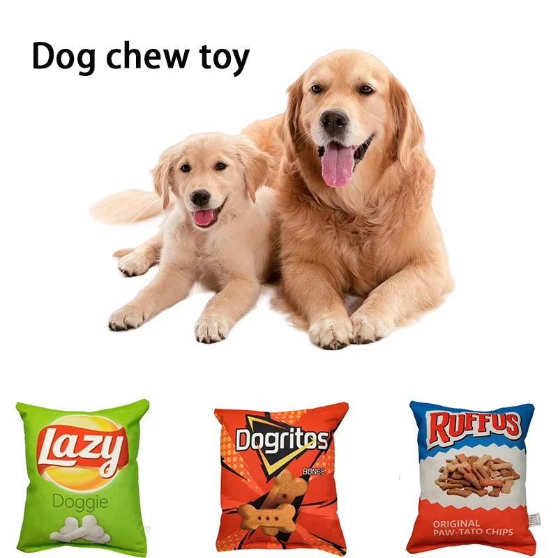 Funny Dog Toys Crisps Plush Filled Pets Squeaky Chew Bite-Resistant Sounding Paper Toys Small Medium Pets Supplies Accessories