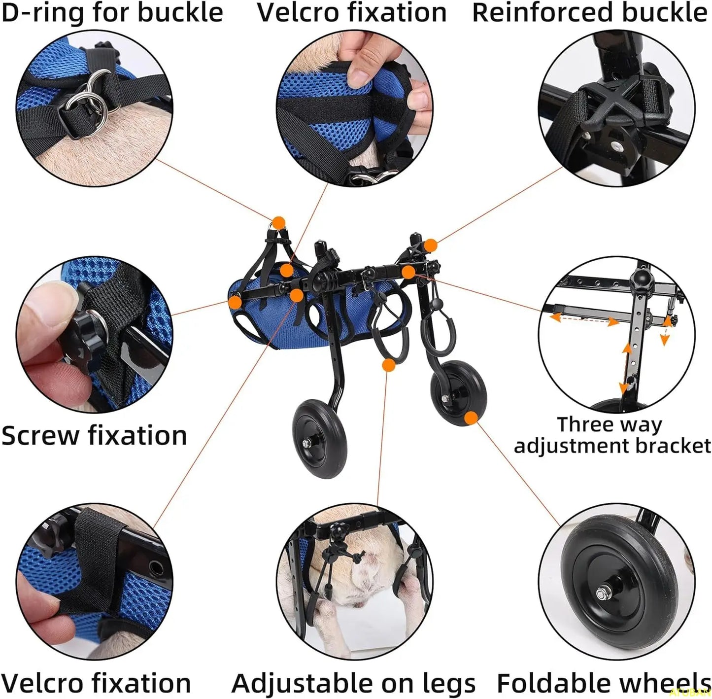Small Dog Wheelchair, Adjustable Dog Wheelchairs-Mobility Aids for Disabled Pets, Suitable for Pets Weighing 8-20 Pounds