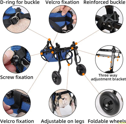 Small Dog Wheelchair, Adjustable Dog Wheelchairs-Mobility Aids for Disabled Pets, Suitable for Pets Weighing 8-20 Pounds